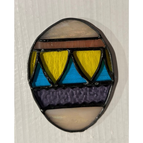 Easter Egg Stained Glass Sun Catcher Window Tray Ornament Mirror Decor Spring - Picture 2 of 5